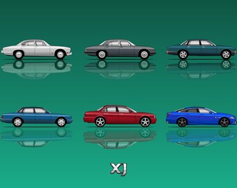POSTER - Jaguar XJ6 Generations - (XJ40, X300, Xj12)