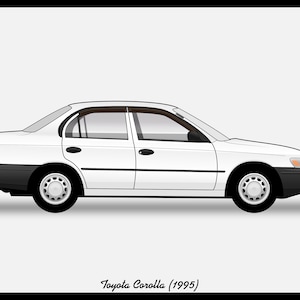 TOYOTA COROLLA 1995 - Colour Vector File Download - .PDF, .Svg, .Png