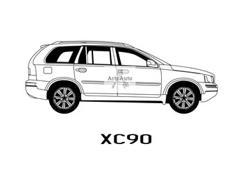 Volvo XC90 Outline Vector - .SVG, .PDF, .Png
