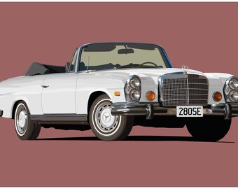 POSTER - Mercedes W111 280SE - Vector Art - Highly Detailed