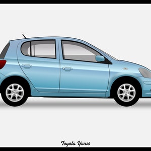 TOYOTA YARIS Mk1 - Colour Vector File Download - .PDF, .Svg, .Png