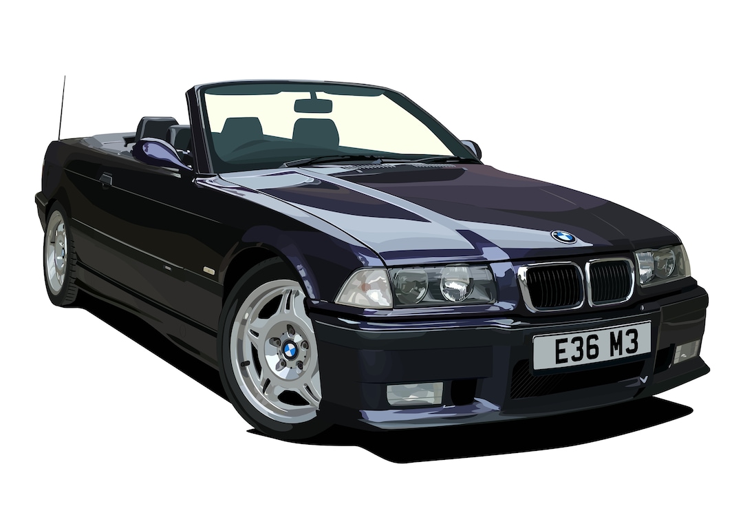 POSTER -BMW E36 M3 - Vector Art - Highly Detailed - Etsy