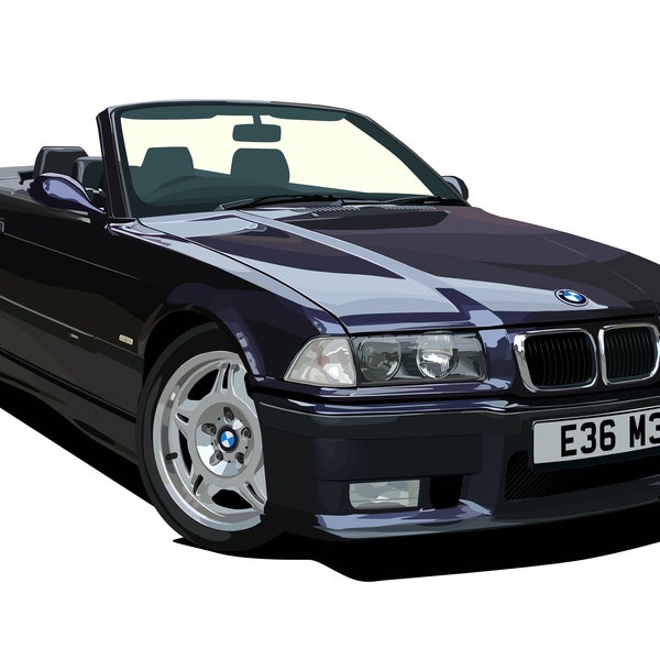 POSTER -BMW E36 M3 - Vector Art - Highly Detailed