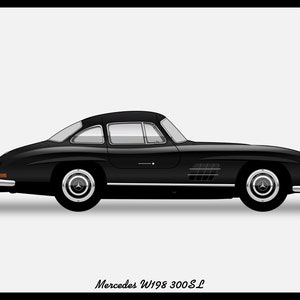 POSTER - Mercedes 300SL GULLWING W198 Vector Art