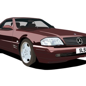 POSTER - Mercedes R129 SL - Vector Art - Highly Detailed