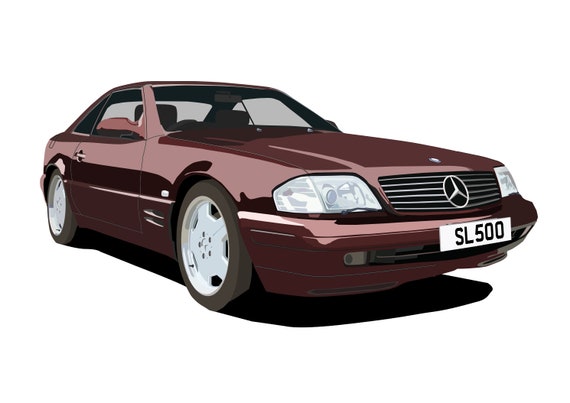 希少品 ベンツR129AMG純正カタログ SL500 6.0-4V POSTER - Mercedes R129 SL - Vector Art - Highly Detailed - Etsy
