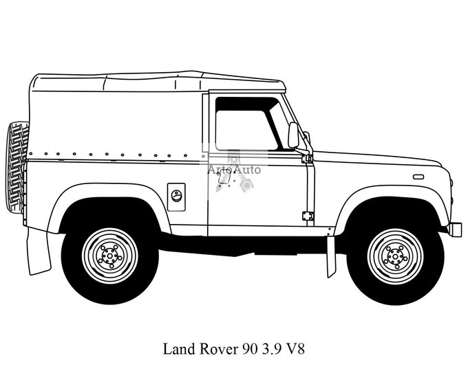 Range Rover Outuline Vector Land Rover 90 V8 Outline Vector - .SVG, .PDF, .png - Etsy
