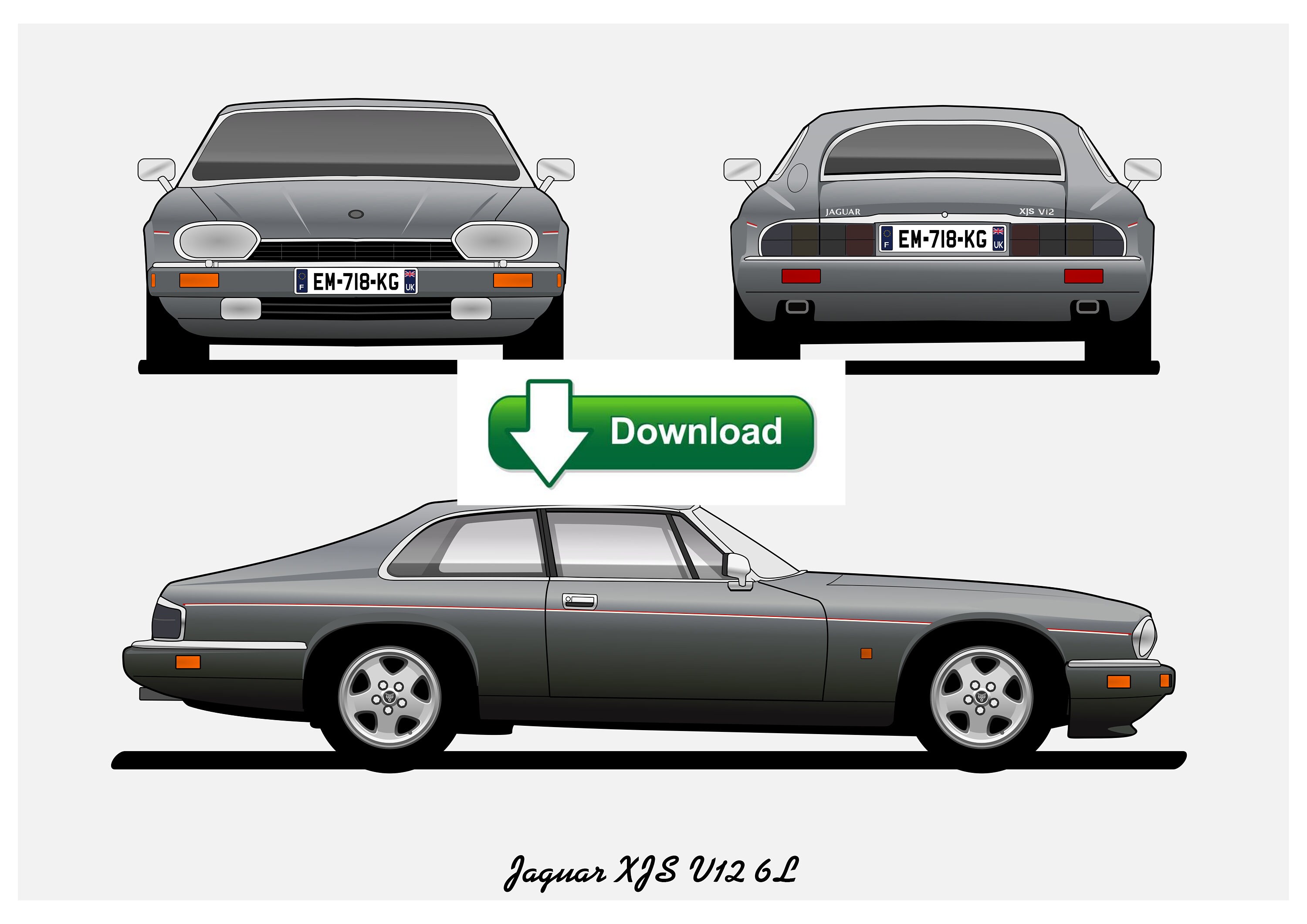 JAGUAR Xjs Final Edition 3 Views Vector Image - .SVG, .PDF, .png