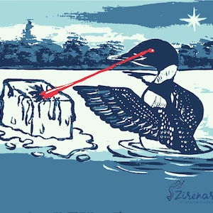 Minnesota Loon Laser Eyes - Pro-Immigrier Digital Art Print - MN Demonstration - Anti-ICE Illustration
