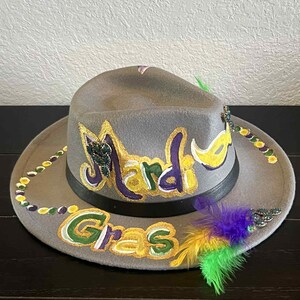 Bling Studded Mardi Gras Western Cowboy Fedora Hat HAT165_4806ad80-5e7a-4aa1-afad  main image 4