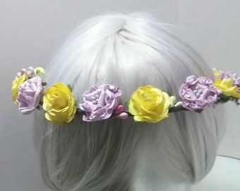 Lilac and yellow spring celebration floral crown