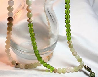 Italian Onyx & Green Czech Glass 108 Bead Mala