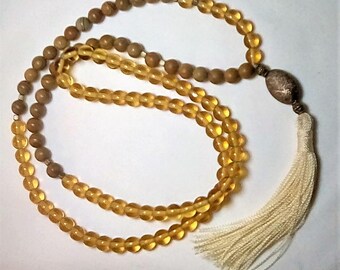 Tigerskin Jasper & Czech Glass Mala