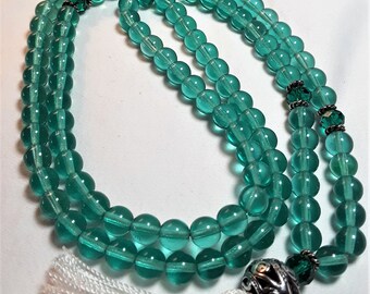 Turquoise Czech Glass & Swarovski Crystal Mala