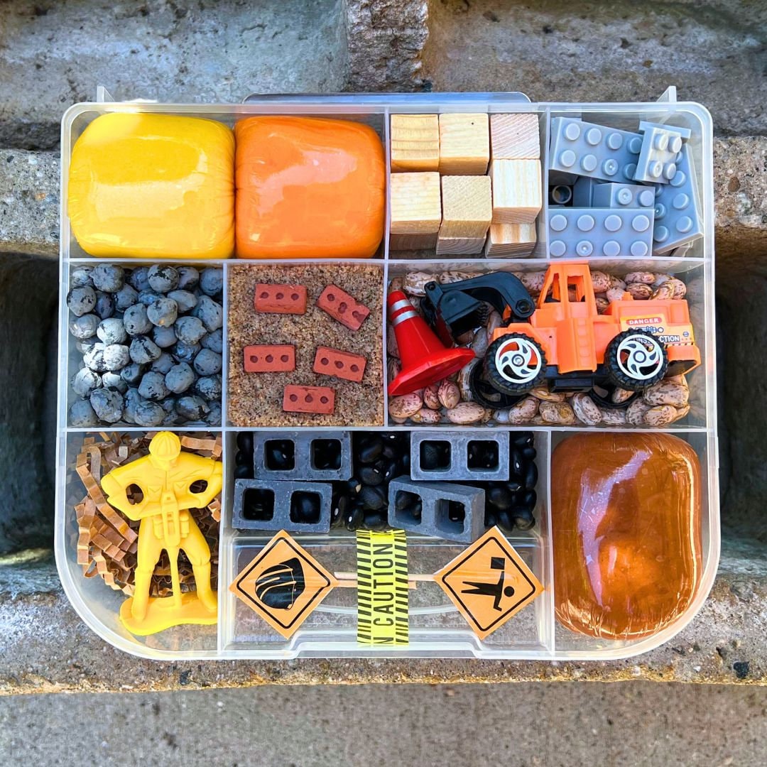 Construction Theme Kids Sensory Play Activity Kit Includes 4