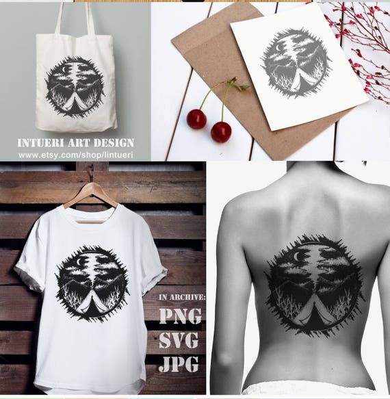 Namiot Svg Namiot W Górach Tattoo Art Symbol Podróży Etsy