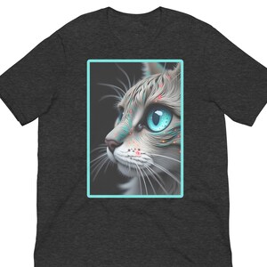 Cosmic Galaxy Cat Tshirt – Futuristic Surreal Cat Face Graphic Tee – Cyberpunk Animal Art Shirt – Fantasy Sci-Fi Cat Lover Gift