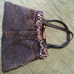 Vintage Jordache Denim Blue Jean Shoulder Bag - Purse - Tote & U.S. Airforce Headband