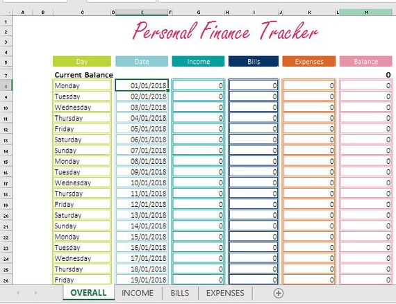 simple personal finance tracker instant digital download etsy
