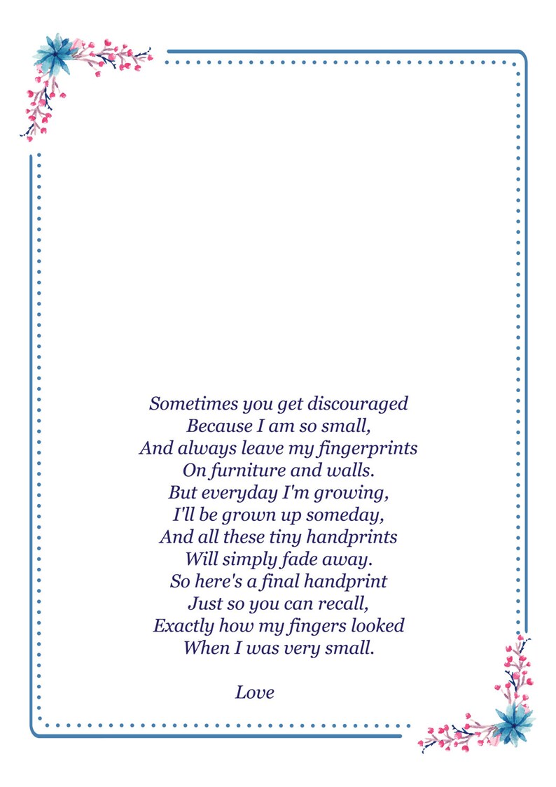 Handprint Poem Mothers Day Gift Digital Download A4 and A3 | Etsy
