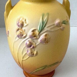 Vintage Roseville Pottery 1937 Ixia Yellow Orange Vase 855-7"