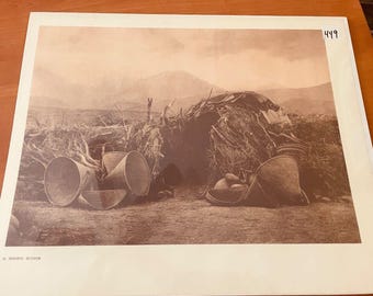 Edward Curtis A Mono Home 16" x 12" Print Native American Vintage EUC