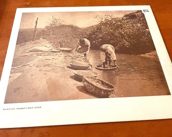 Edward Curtis Washing Wheat-San Juan  15" x 13" Print Native American EUC