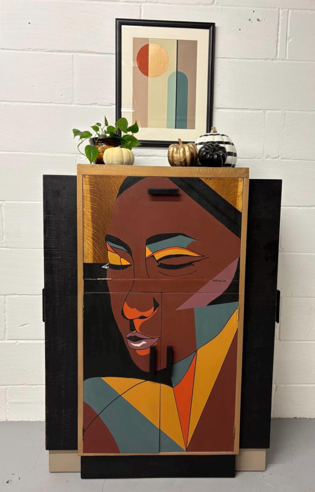 Art Deco Cocktail Bar Drinks Cabinet | Hand-painted Geometric Design ...