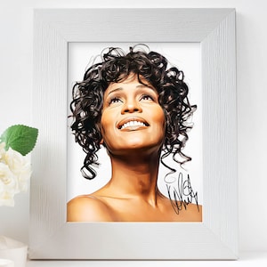 Whitney Houston Art with Autograph Download File Only .jpg Print your own