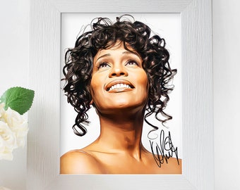 Arte de Whitney Houston con autógrafo Descargar solo archivo .jpg Imprime el tuyo