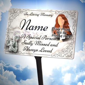 Your Photo Personalised Memorial Plaque & Stake. Waterproof, image 3
