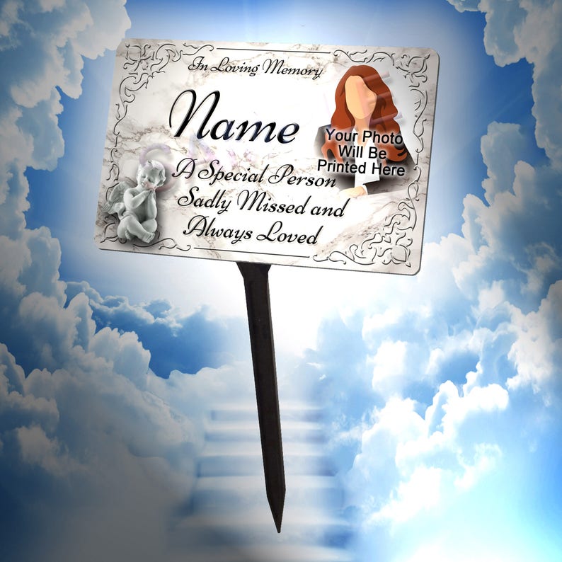 Your Photo Personalised Memorial Plaque & Stake. Waterproof, image 3