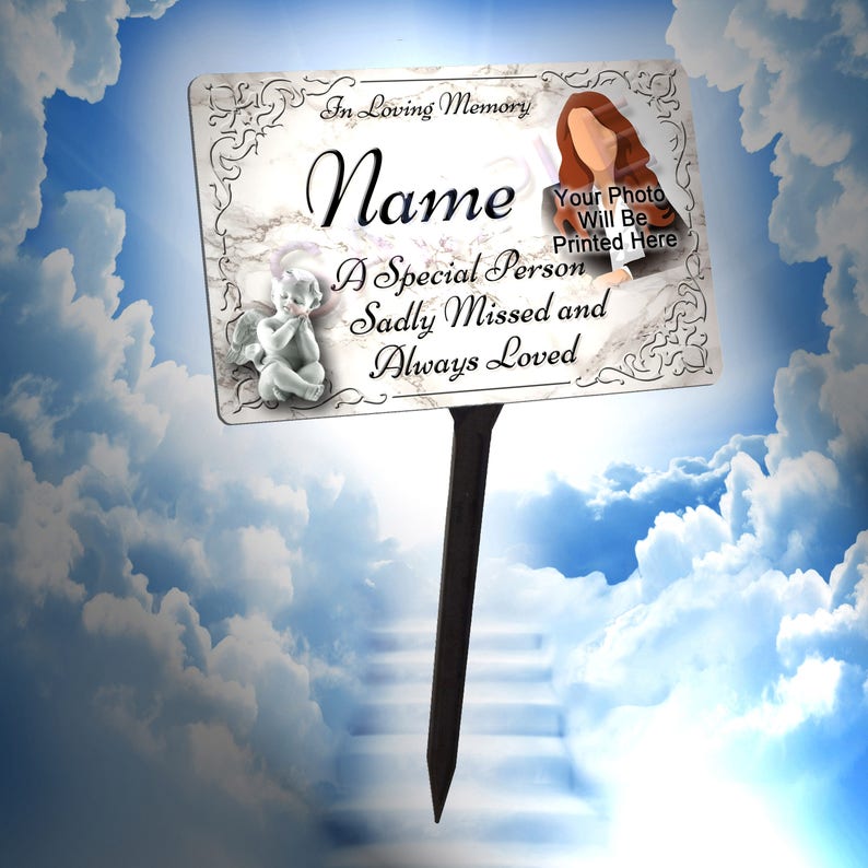 Your Photo Personalised Memorial Plaque & Stake. Waterproof, image 1