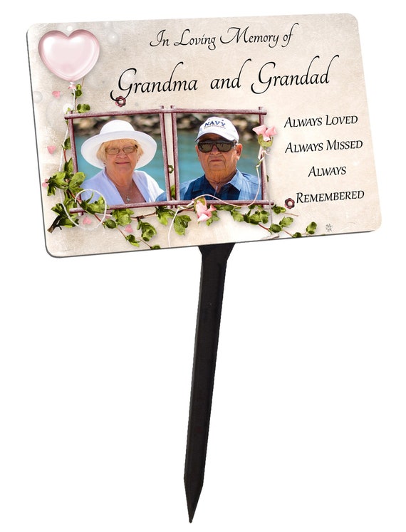 2 Photos Personalised Memorial Plaque Stake Garden Grave Etsy