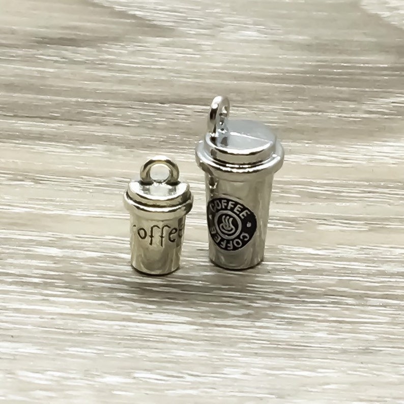 Antique Silver 3D Charm Coffee Charm Coffee Addict Gift Caffeine Gift Coffee Jewelry Miniature Coffee Cup