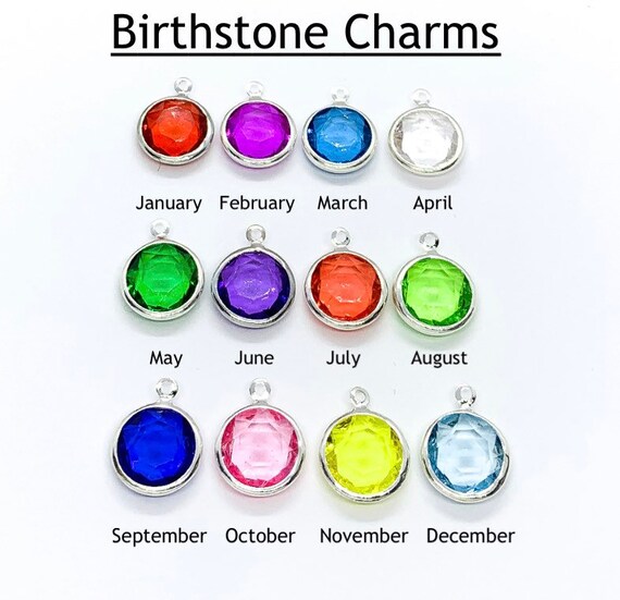 Birthstone Crystal Bead Charm Dangling Colour Bead | Etsy