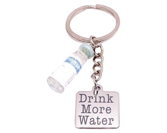 Drink More Water Keychain, Hydration Reminder, Motivational Water Keyring, Mini Waterbottle Charm, Motivational Water Bottle, Hydrate More