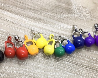 Rainbow Kettlebell Charms, Blue Yellow Green Purple Black Pink Fitness Jewelry, Personal Trainer Gift, Fitness Coach, Gym Jewelry, Crossfit