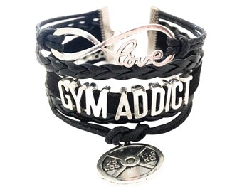 Gym Addict Charm Bracelet, Fitness Gifts, Personal Trainer Gift, Friendship Bracelet, Gifts for Her