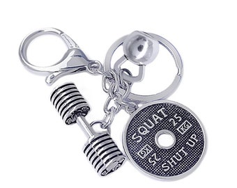 Bodybuilding Keychain, 25kg Weight Plate Charm, Weightlifting Keychain, Fitness Gift, Heavy Barbell Charm, Gym Addict Gift, Workout Keychain