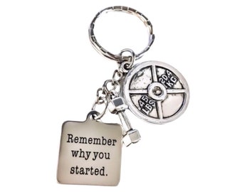 Fitness Keychain, Remember Why You Started, Fitness Lover Gifts, Personal Trainer Gift, Gym Keychain, Weight Loss Motivation, Crossfit