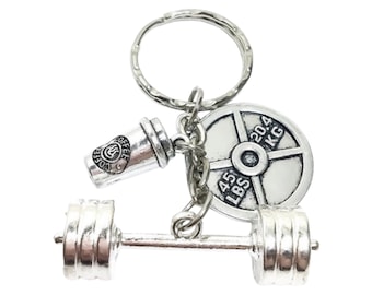 Coffee Charm, Barbell, Fitness Keychain, Coffee, Fitness Charms, Weight Plate, Dumbbell, Workout, Gym Jewelry, Weightlifting, Bodybuilding,