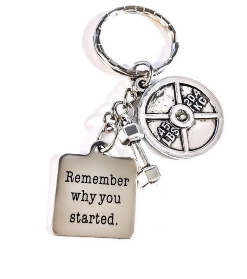 Fitness Lover Gifts Crossfit Personal Trainer Gift Gym Keychain Fitness Keychain Remember Why You Started Weight Loss Motivation