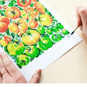 Tomato / tomates: A watercolor digital fruit and vegetable print for the tomato-loving foodie image 1