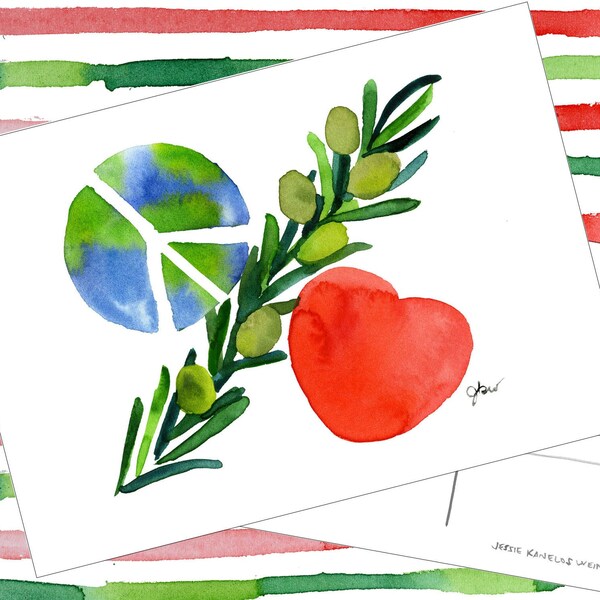 Peace, Love & Watercolor 2022 / Set of 10 Beautifully Illustrated Holiday Greeting Cards