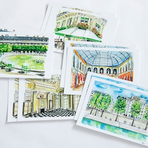 Cartes postales de Paris / Ensemble de 10 superbes cartes postales emblématiques d’illustration à l’aquarelle de Paris in Stride