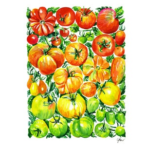 Tomato / tomates: A watercolor digital fruit and vegetable print for the tomato-loving foodie image 3