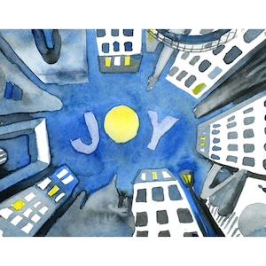 JOY Holiday Postcards / Aquarelle Paris la nuit/ Ensemble de 10 cartes magnifiquement aquarellées