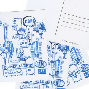 French Toile Postcards dedicated to Rue Montorgueil / Paris Souvenir