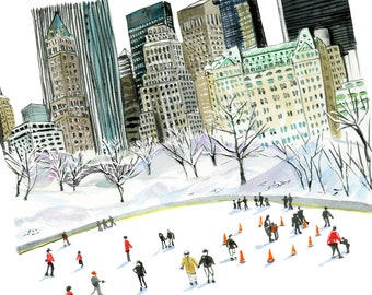 Wollman Rink Watercolor Print / Central Park / New York in Stride